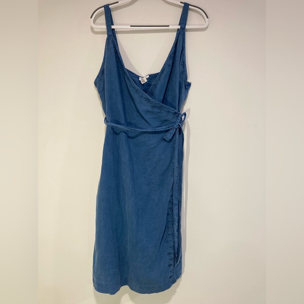 Artisan NY Blue Linen Wrap-Style Sundress
